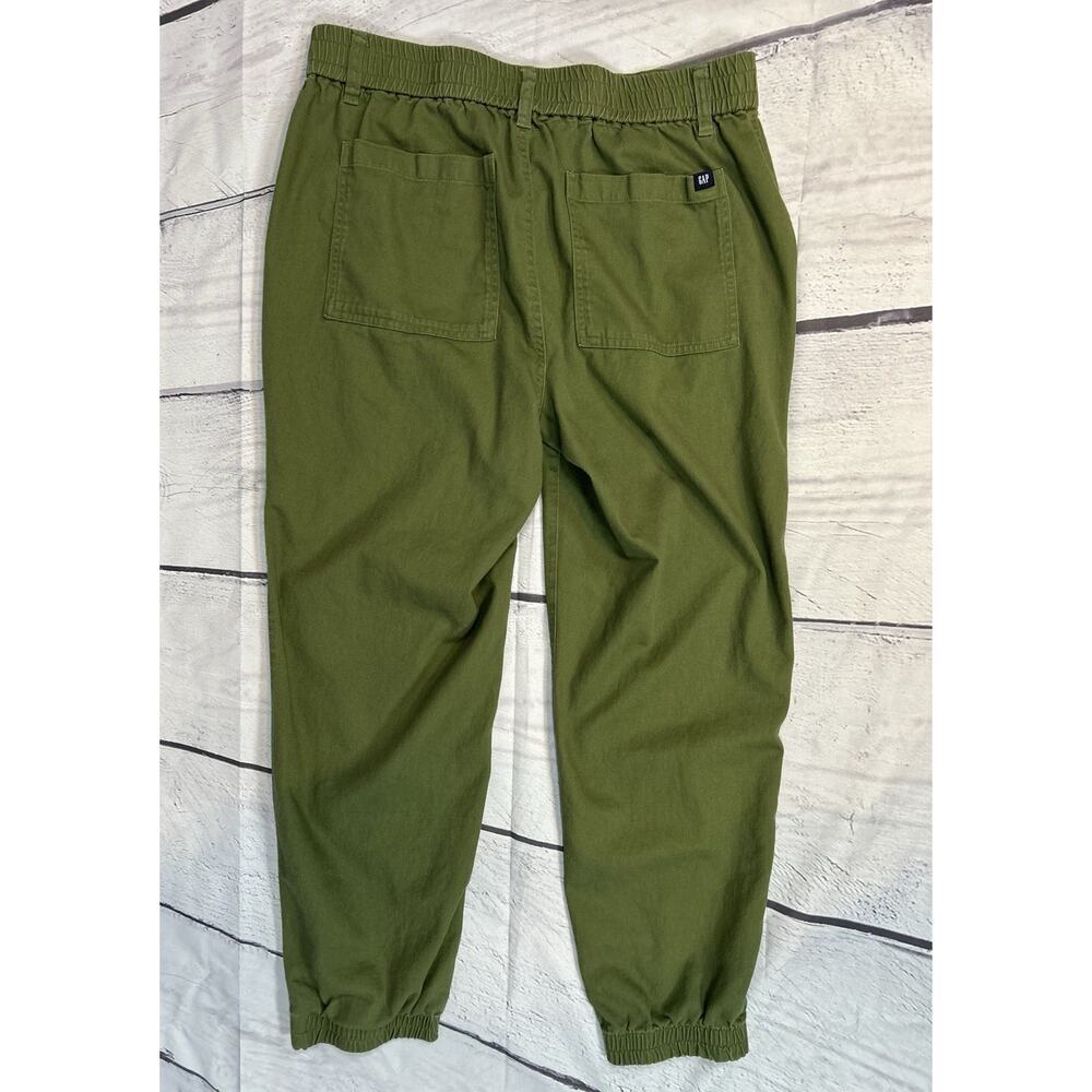 Gap Women’s Elastic Waistband Twill Jogger Pants Self-tie Olive Size M - Picture 2 of 6